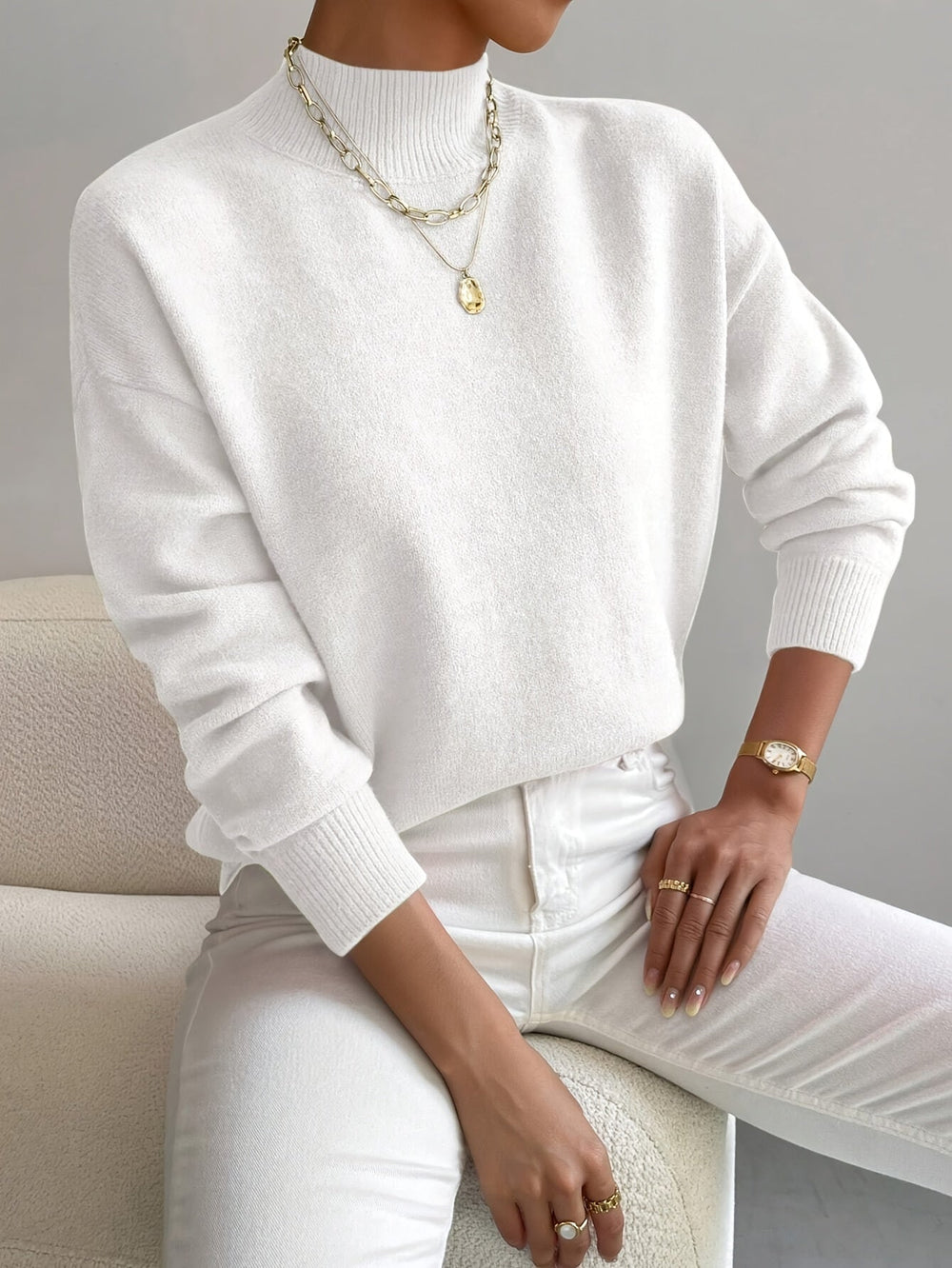 Celestia | Women's Mock Neck Long Sleeve Sweater - Image 2