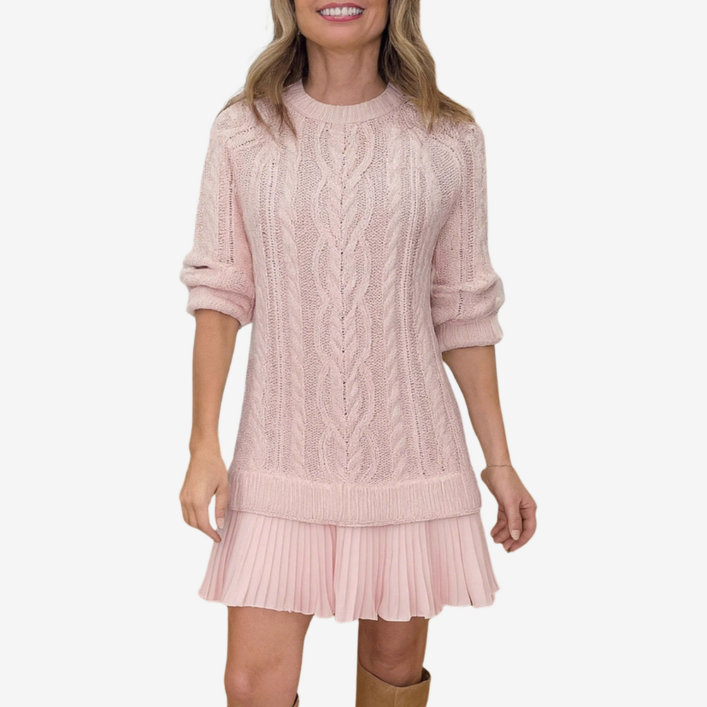 Celia | Women's Cable Knit Sweater Dress - Image 2