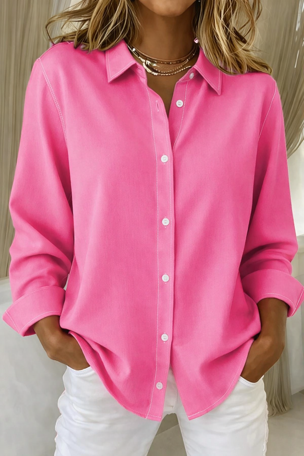Clarissa | Women's Collared Long Sleeve Button Down Blouse - Image 1