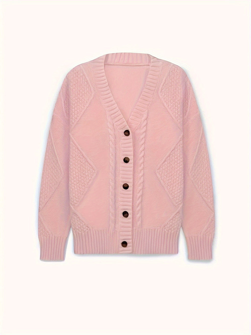 Clovaine | Women's Cable Knit Cardigan - Light Pink - Image 2