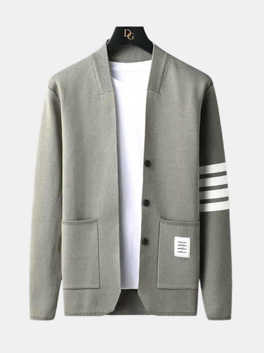 Colvrath | Men's Open Front Cardigan Knit Sweater - Light Grey - Image 1