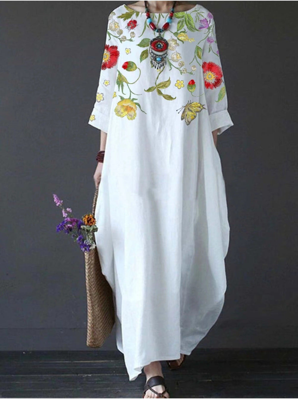 Constance | Women's Floral Short Sleeve Maxi Dress - Floral - Image 2