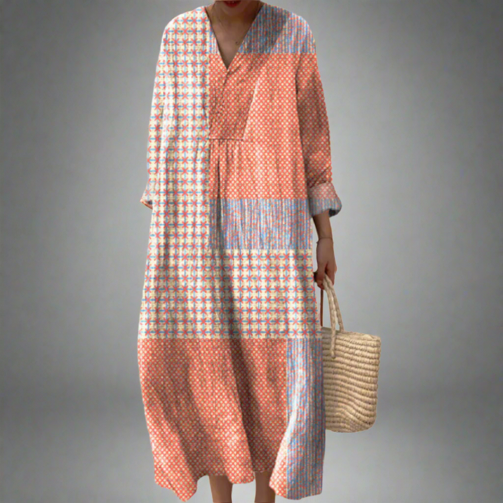 Cora | Women's Geometric Print Midi Dress - Image 1