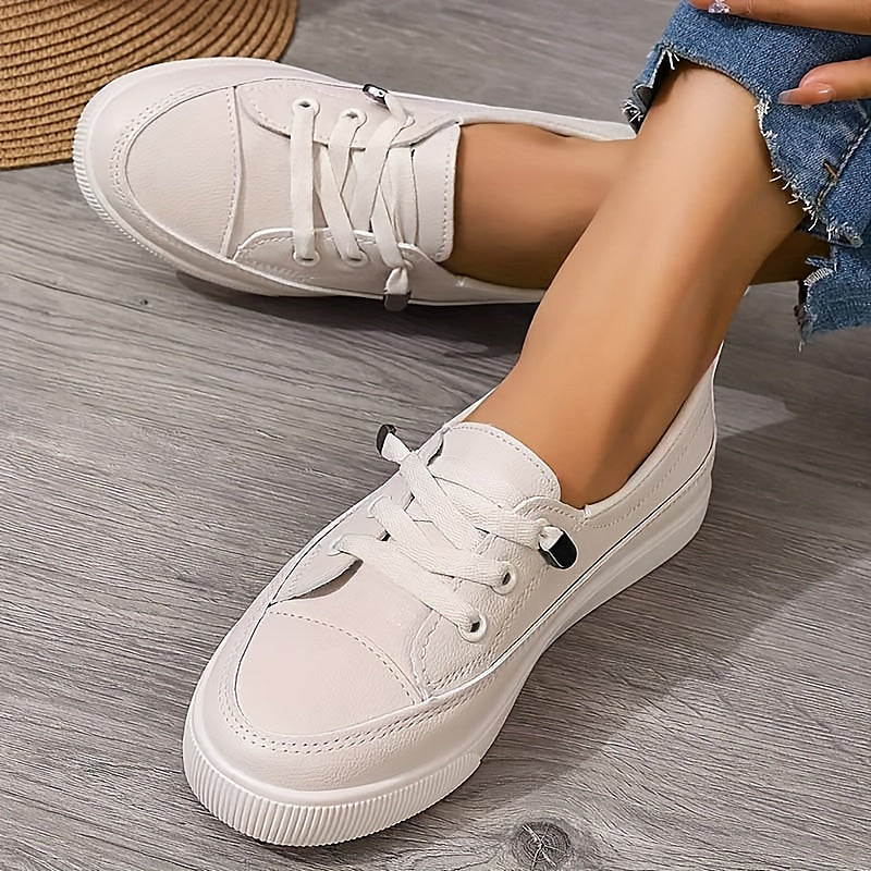 Cora | Women's White Lace-Up Low Top Sneaker - Image 2