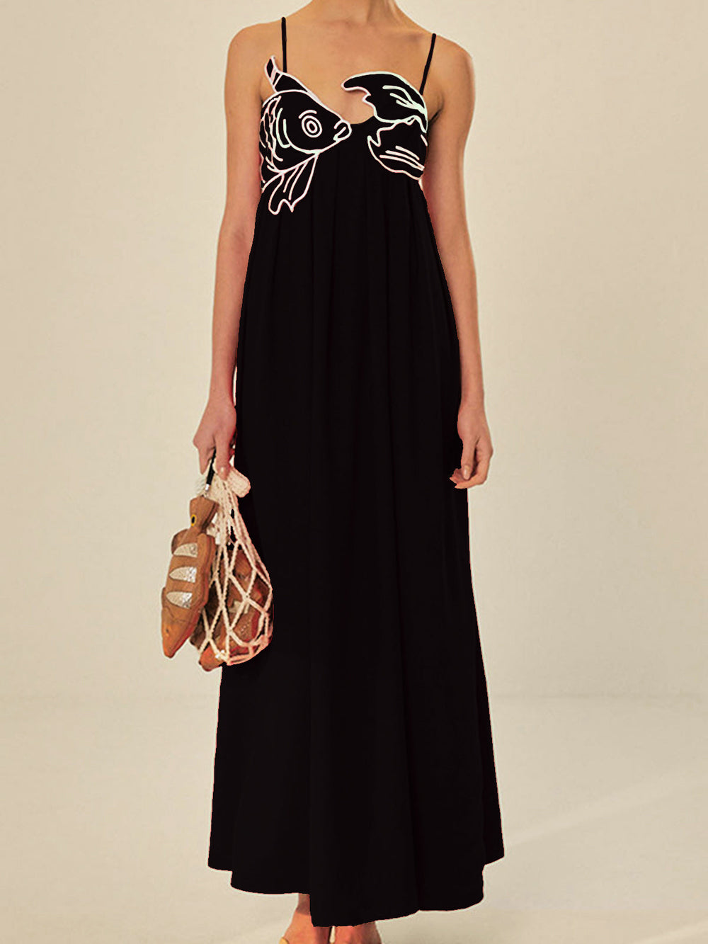 Cordelia | Women's Embroidered Spaghetti Strap Maxi Dress - Image 2
