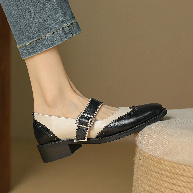 Cordina | Women's Two Tone Mary Jane Brogue Shoes - Image 2