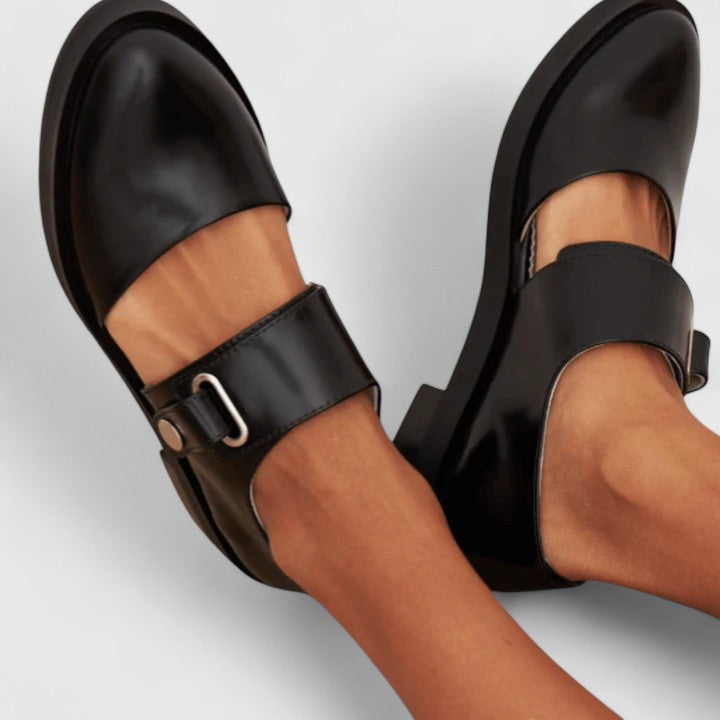 Cordwelle | Women's Mary Jane Buckle Strap Shoes - Black - Image 1