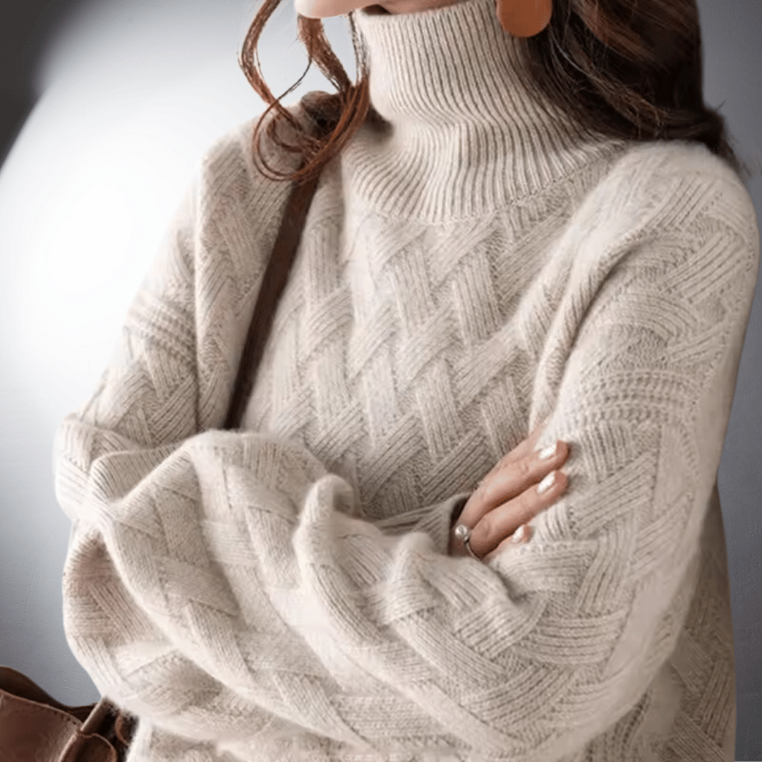 Corvindra | Women's Oversized Roll Neck Jumper - Cream - Image 1