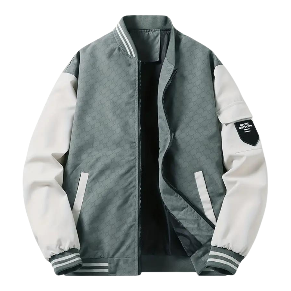 Corvyn | Men's Bomber Jacket Colour Block - Grey - Image 1