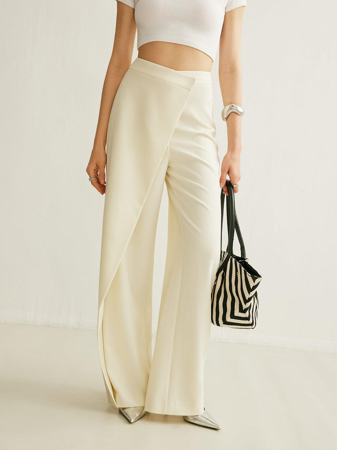Cressida | Women's High Waist Wide Leg Wrap Front Pants - Image 1