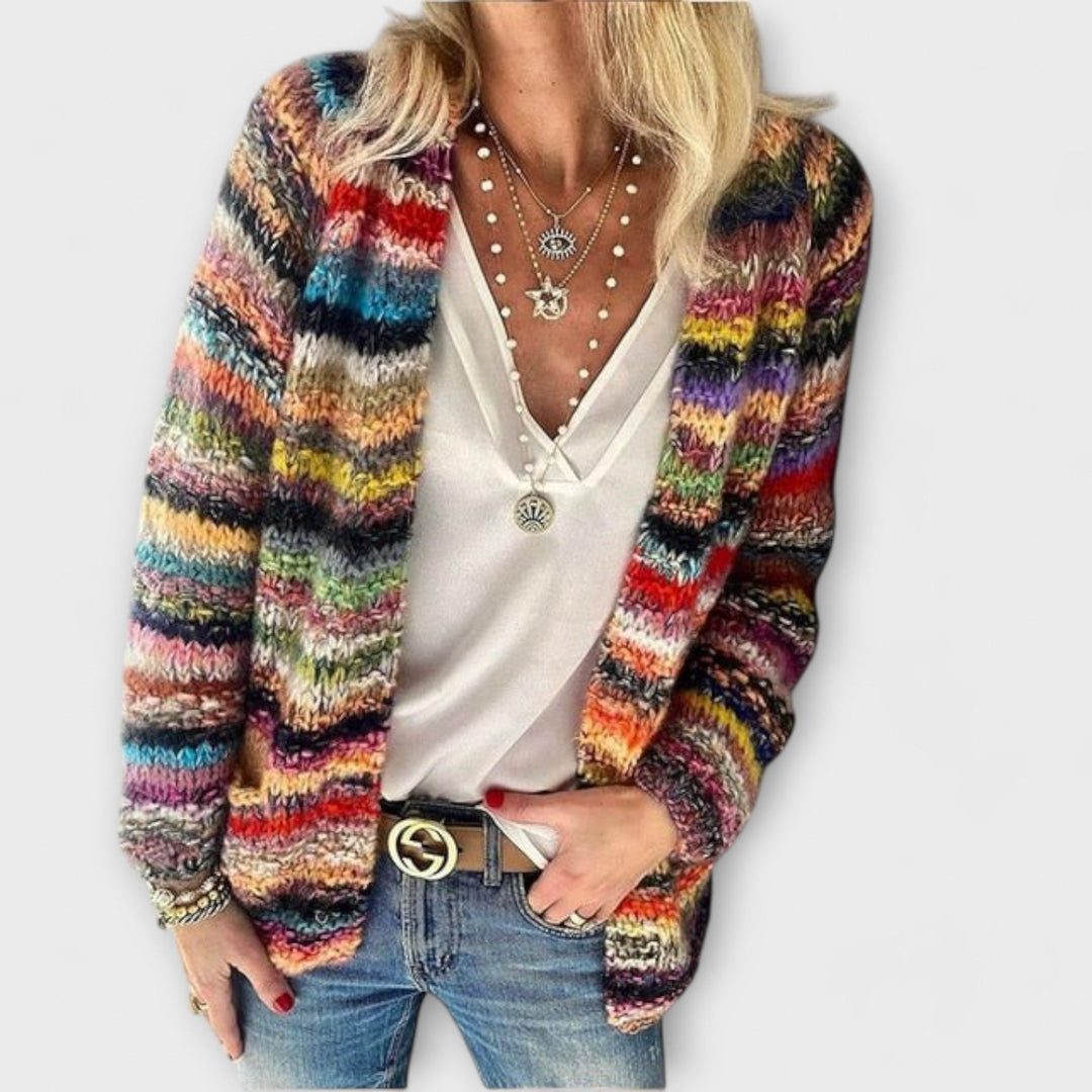 Cressida | Women's Multicolour Open-Front Knit Cardigan - Image 1