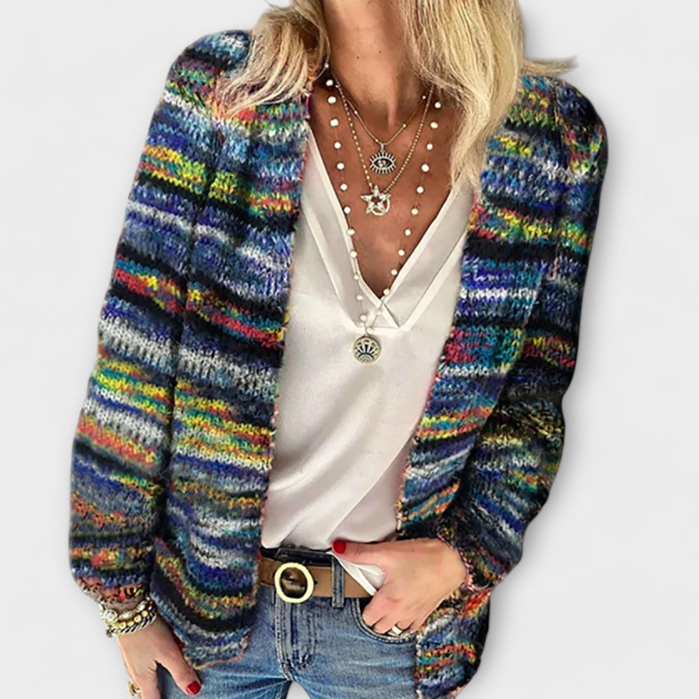 Cressida | Women's Multicolour Open-Front Knit Cardigan - Image 2