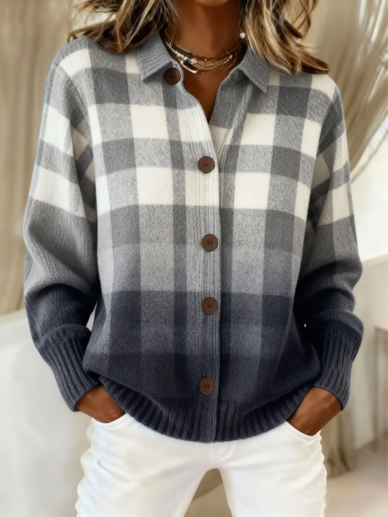 Cressida | Women's Plaid Button-Up Cardigan - Image 1