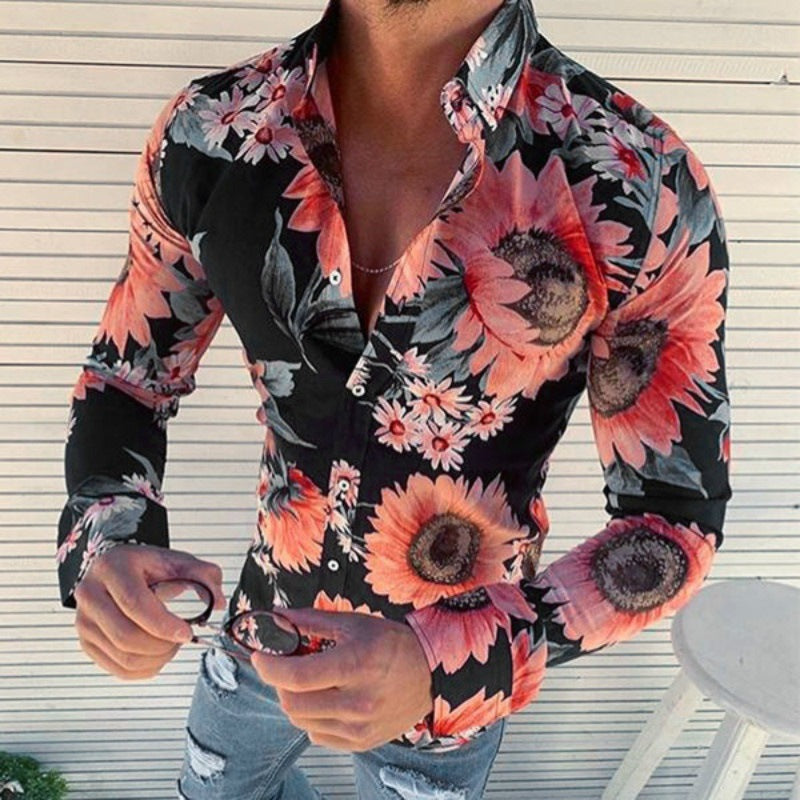 Crispin | Men's Floral Print Long Sleeve Shirt - Floral - Image 1