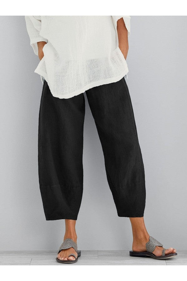 Dagny | Women's Relaxed Fit Tapered Cropped Pants - Light Grey - Image 2