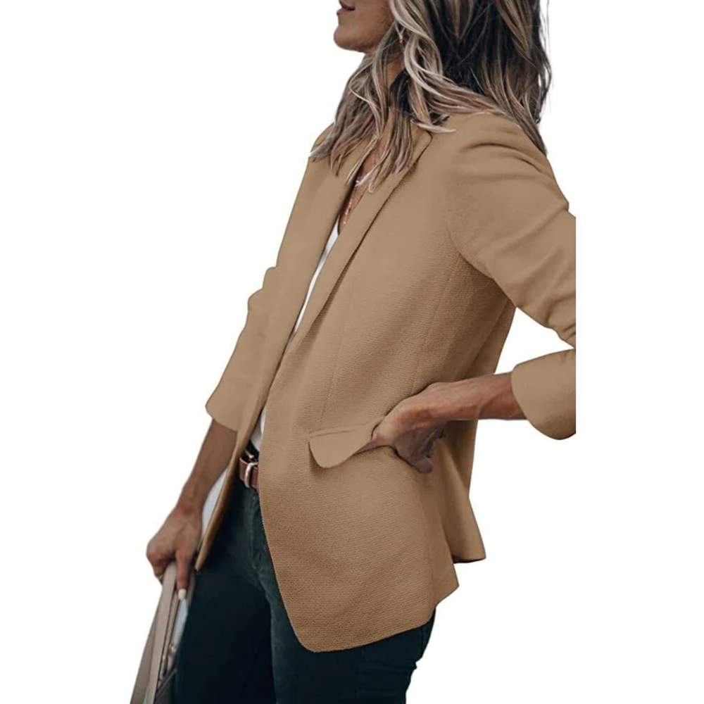Daphne | Women's Open Front Tailored Blazer - Cream - Image 5
