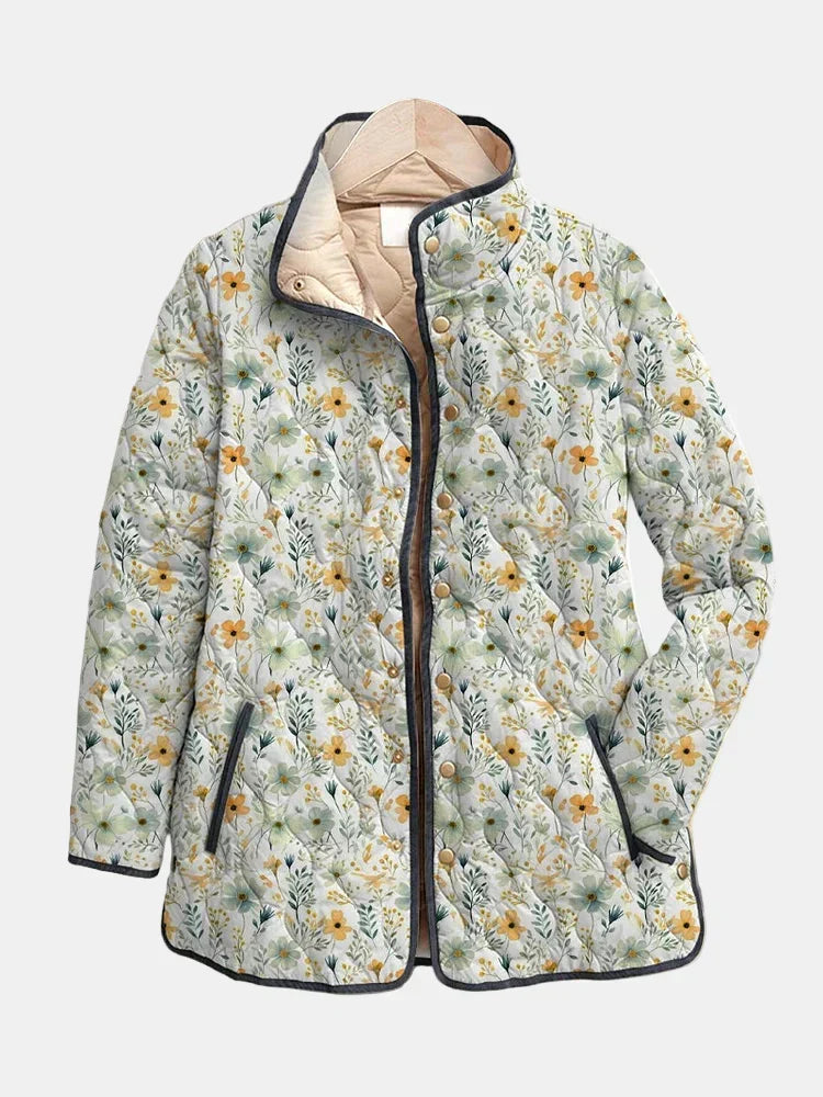 Daphnia | Women's Floral Quilted Long Sleeve Jacket - Floral - Image 1