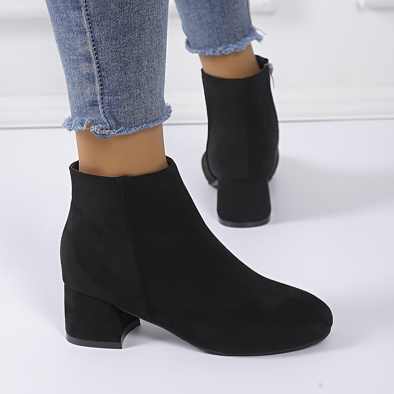 Daria | Women's Chelsea Ankle Boot with Block Heel - Black - Image 1