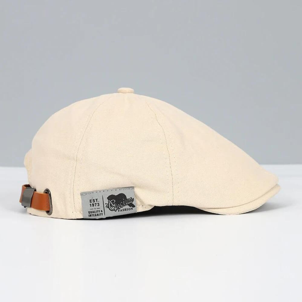 Darian | Men's Classic Newsboy Flat Cap Adjustable - Cream - Image 1
