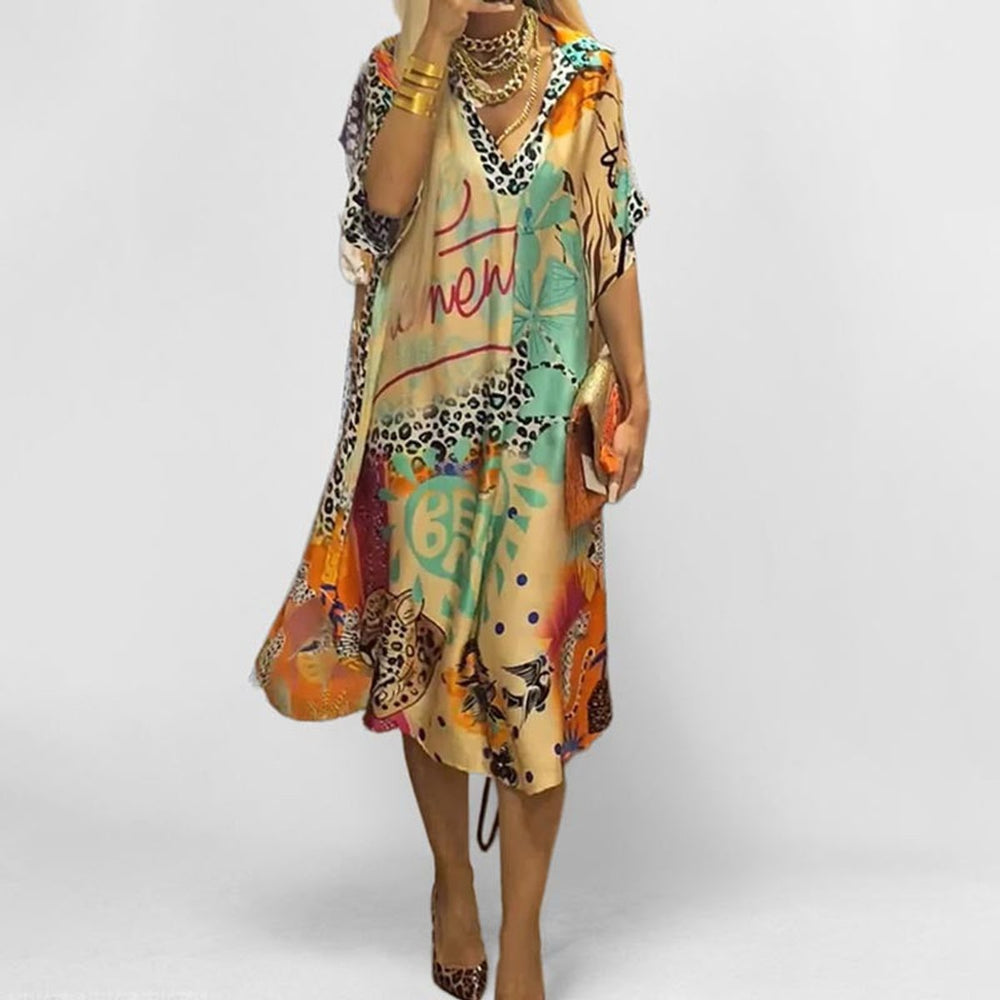 Darianne | Women's Graphic Print V-Neck Midi Dress - Image 2