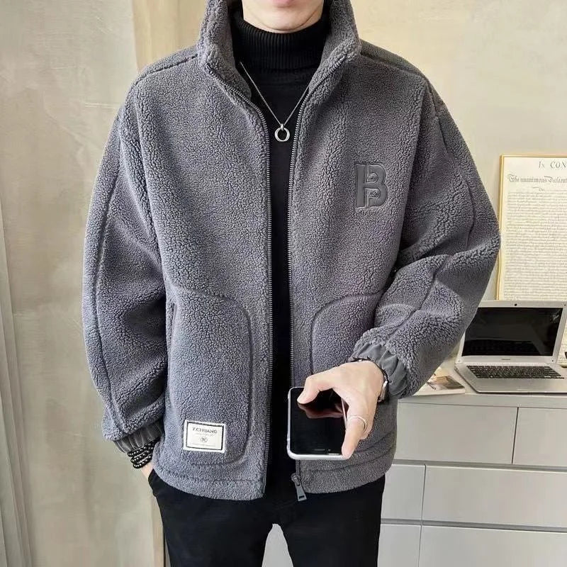 Darvona | Women's Teddy Sherpa Zip-Up Fleece Coat - Grey - Image 1
