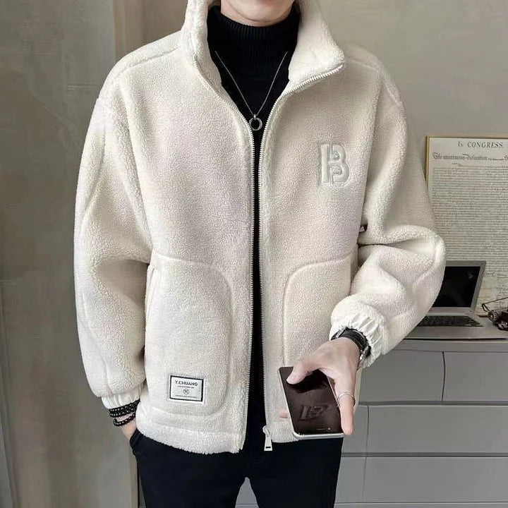 Darvona | Women's Teddy Sherpa Zip-Up Fleece Coat - Grey - Image 2