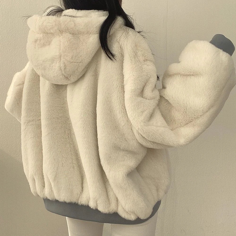 Dawnelle | Women's Reversible Winter Coat Fleece Lined - Cream - Image 2