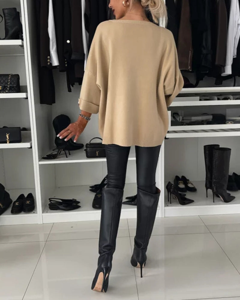 Dawnira | Women's Chunky Cable Knit Jumper Oversized - White - Image 2