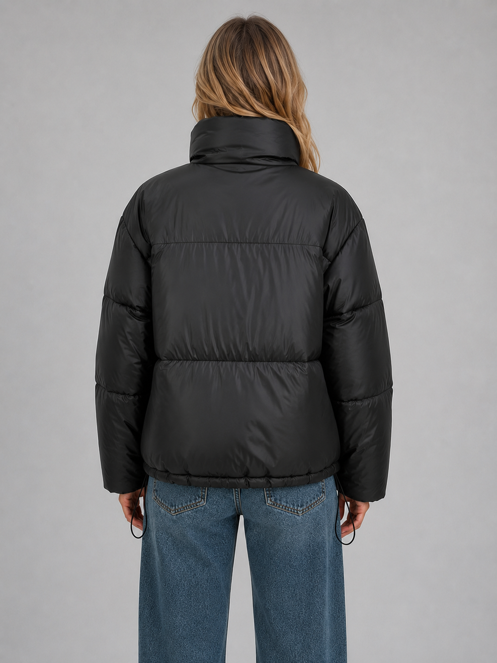 Dawnmere | Women's Cropped Quilted Puffer Jacket - Black - Image 2
