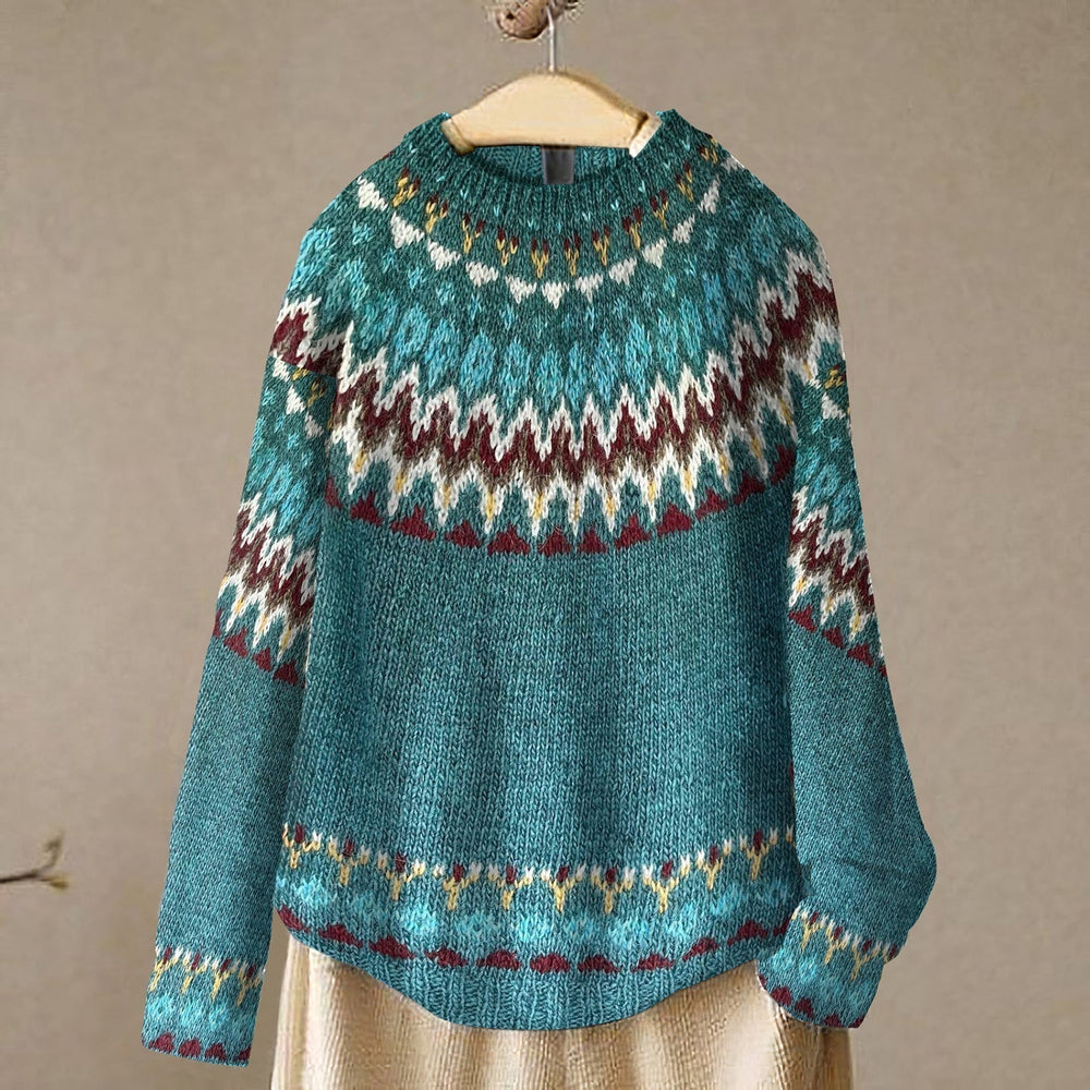 Dawnrix | Women's Fair Isle Knit Jumper - Teal - Image 2