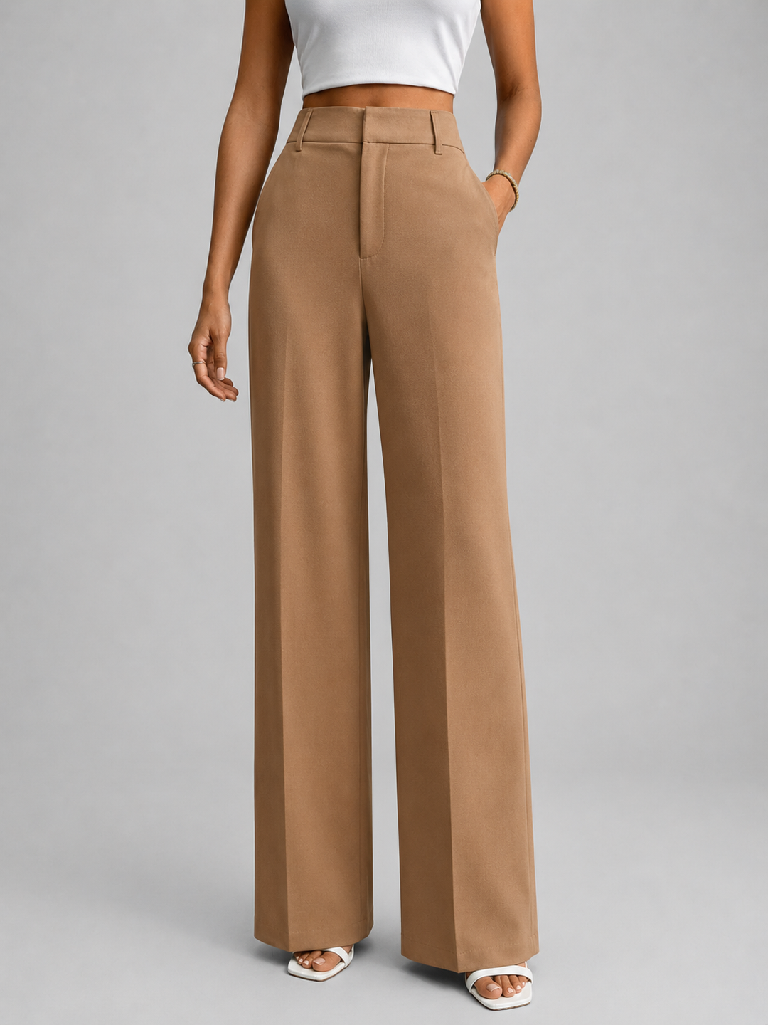 Dawnvell | Women's Corduroy Wide-Leg Trousers - Camel - Image 1