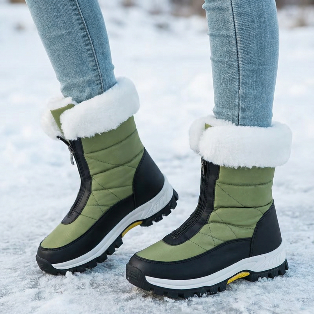 Dawnvex | Women's Winter Snow Boots with Fur Collar - Green - Image 1