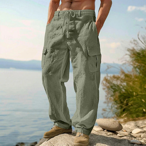 Daxon | Men's Relaxed Fit Cargo Pants with Pockets - Sage - Image 1