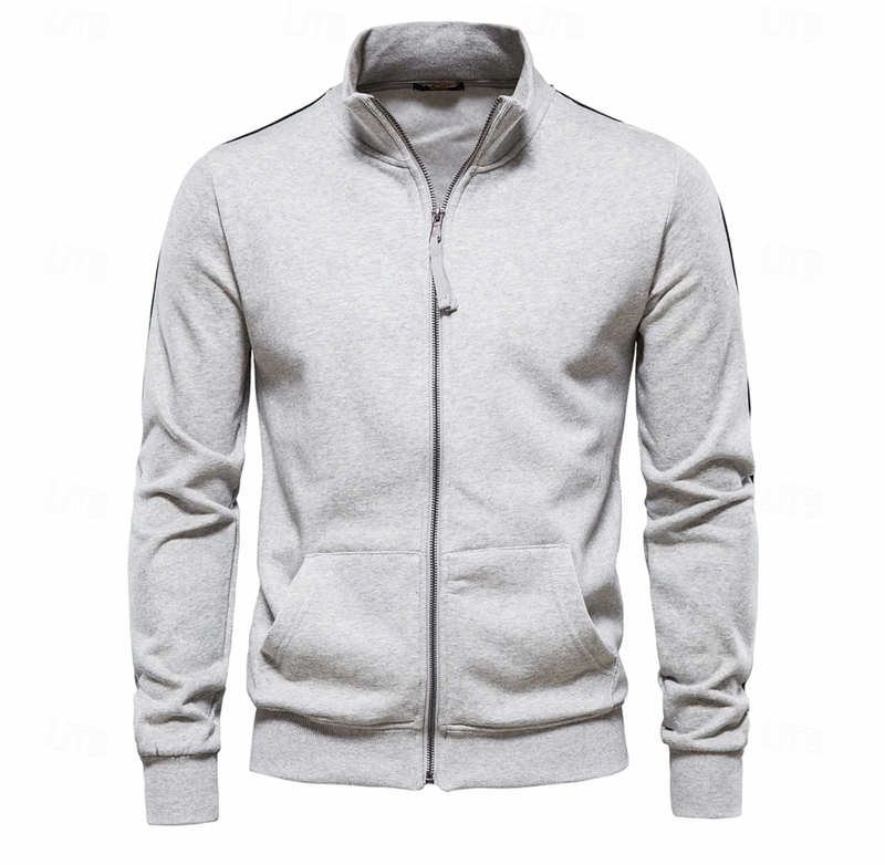 Daxton | Men's Full Zip Stand Collar Sweatshirt Jacket - Navy - Image 2