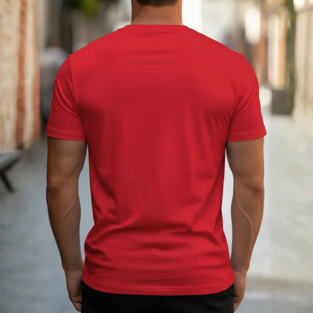 Declan | Men's Crew Neck Slim Fit Short Sleeve T-Shirt - Red - Image 2