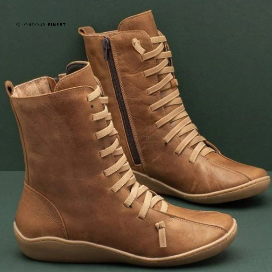 Delphia | Women's Brown Lace Up Ankle Boots - Image 1