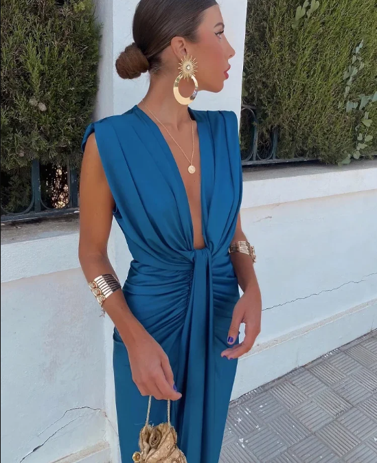 Delphina | Women's Wrap Sleeveless Midi Dress - Image 1