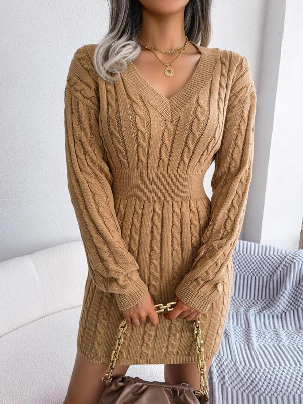Delphine | Women's V-Neck Long Sleeve Sweater Dress - Image 1