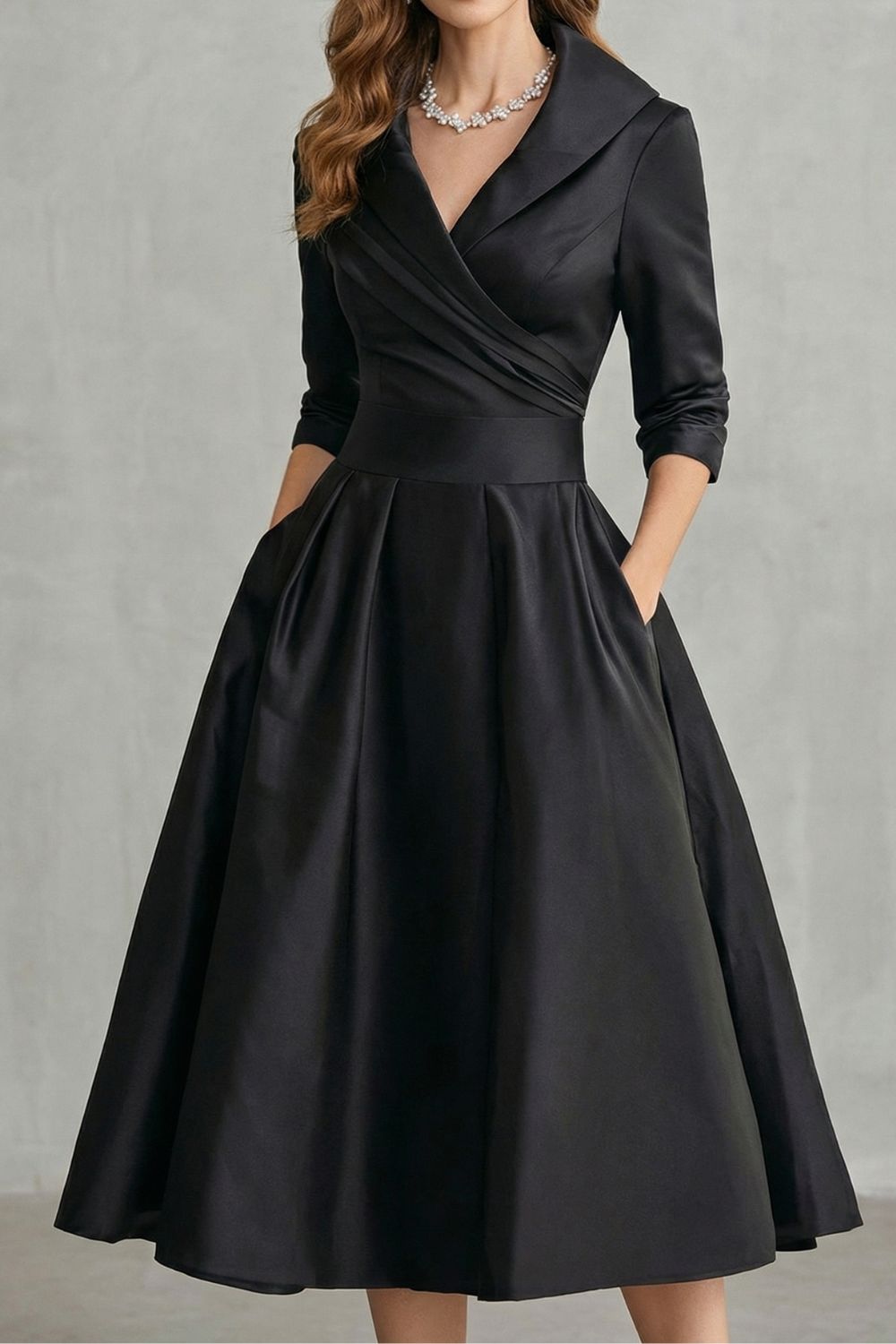 Delvaine | Women's Christmas Party Midi Dress - Black - Image 1