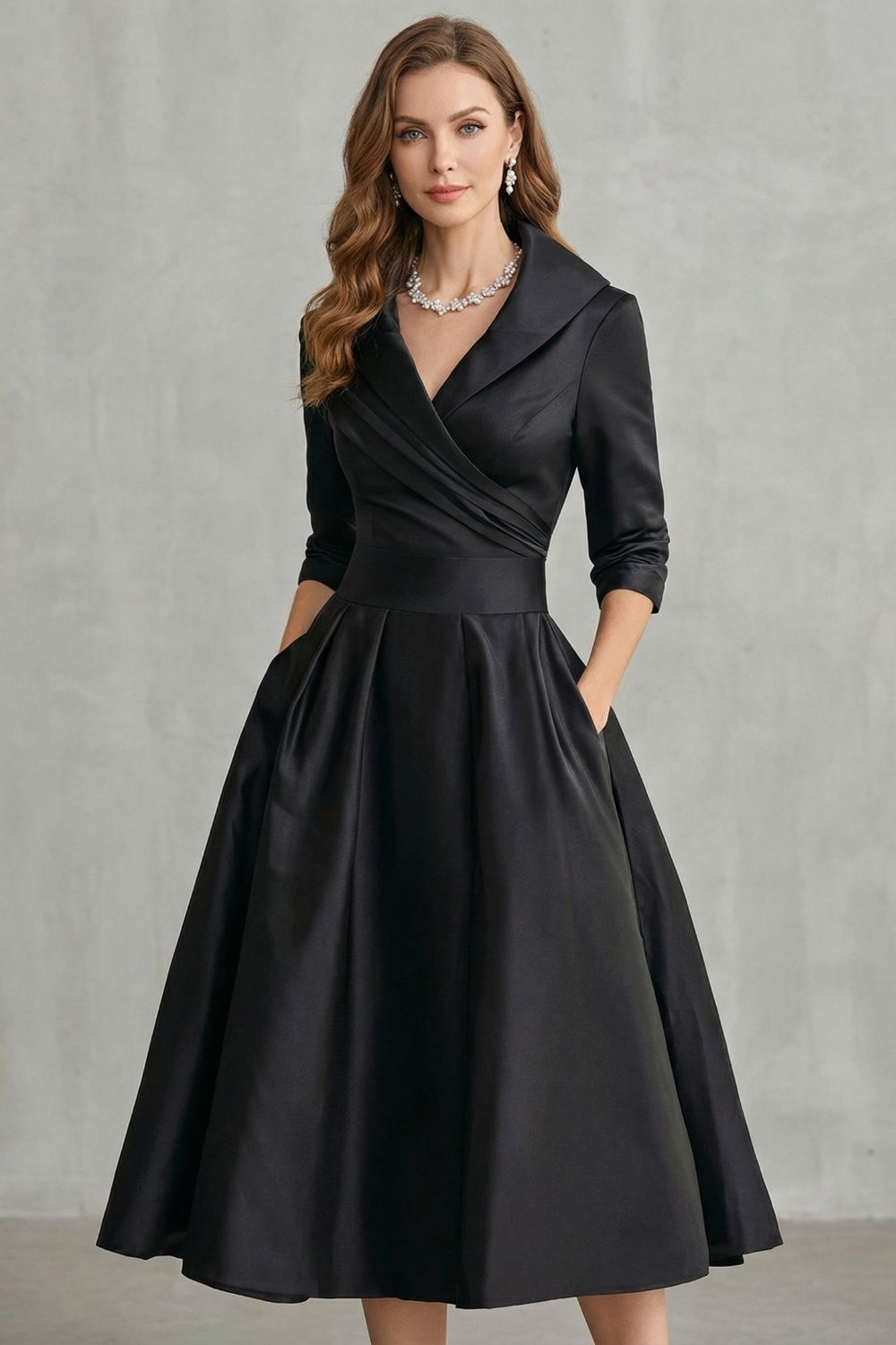 Delvaine | Women's Christmas Party Midi Dress - Black - Image 2