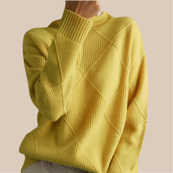 Delvaine | Women's Chunky Cable Knit Jumper - Yellow - Image 1