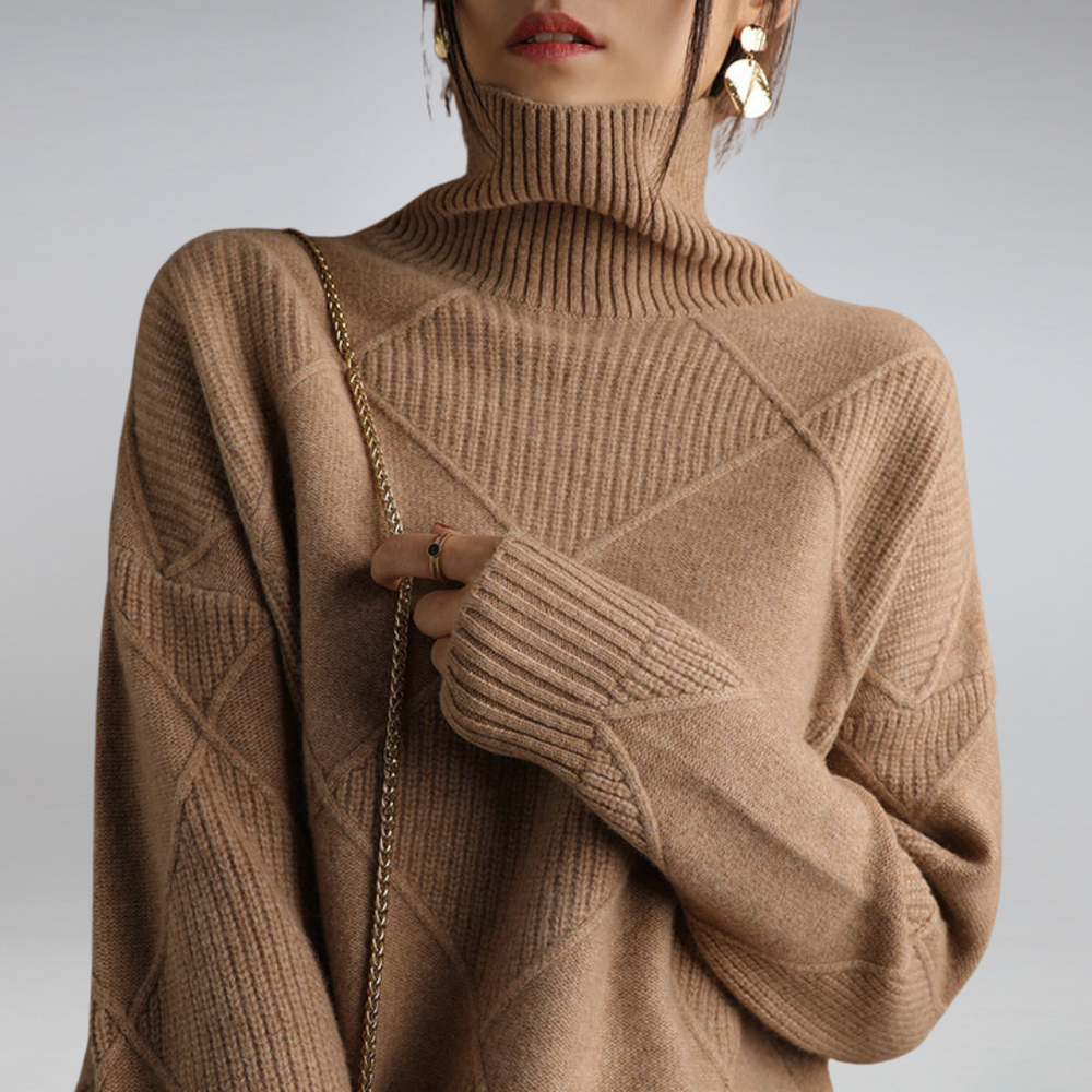 Delvaine | Women's Chunky Cable Knit Jumper - Yellow - Image 2
