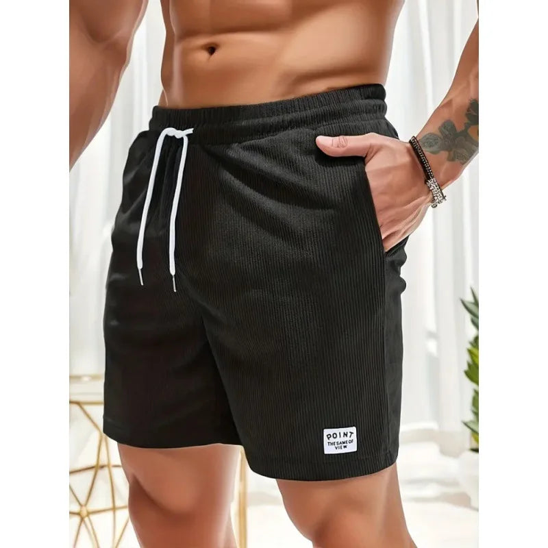 Denvir | Men's Casual Drawstring Shorts with Pockets - Blue - Image 2