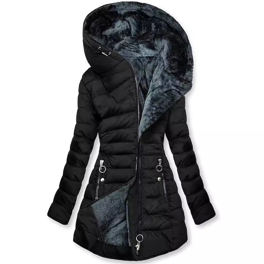 Dravelle | Women's Hooded Puffer Jacket Winter Coat - Black - Image 1