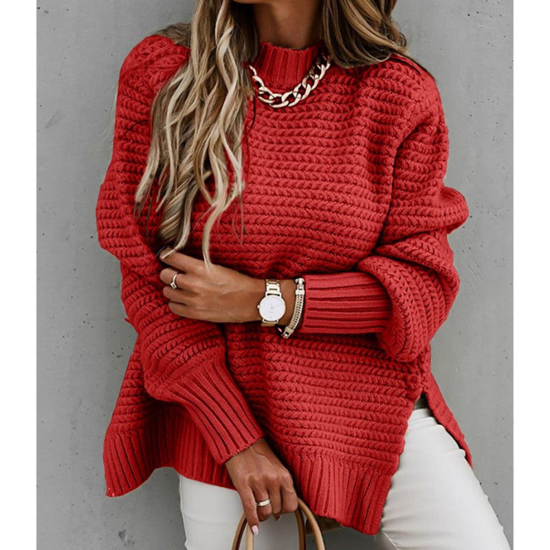 Dravelle | Women's Oversized Chunky Knit Jumper - Red - Image 1