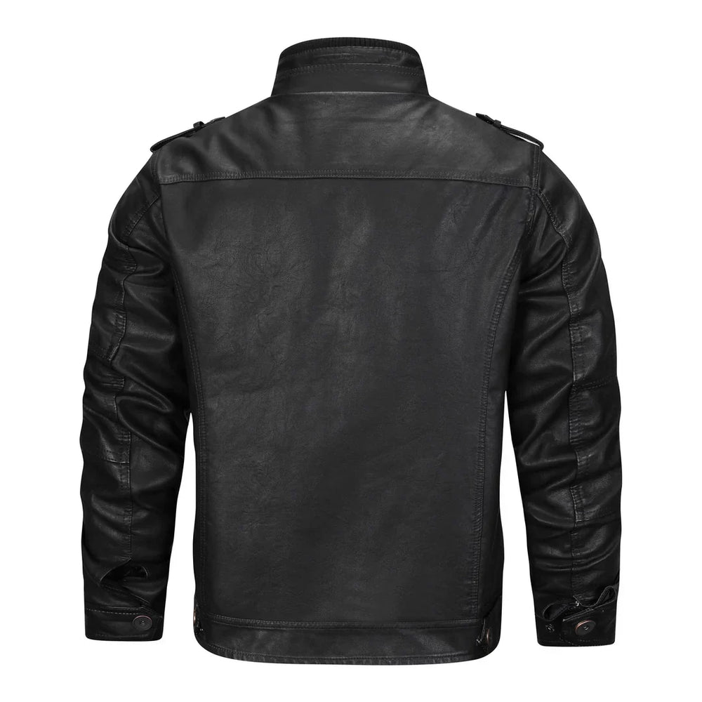 Drevick | Men's Leather Biker Jacket - Black - Image 2