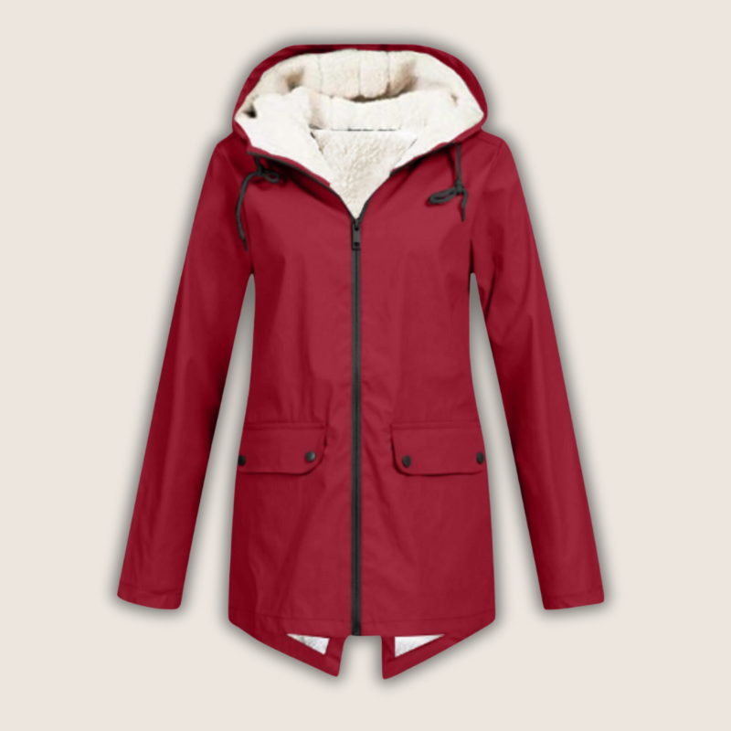 Dromwyn | Women's Waterproof Rain Jacket with Hood - Red - Image 1