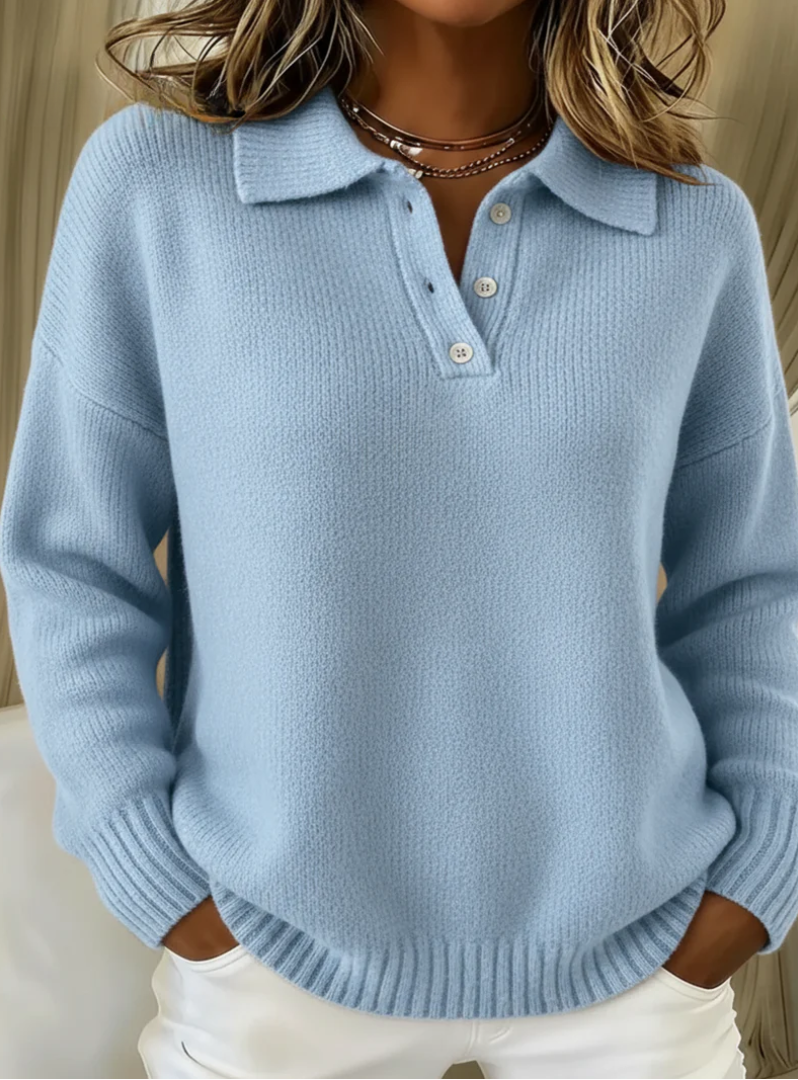 Eliana | Women's Polo Collar Long Sleeve Sweater - Image 1