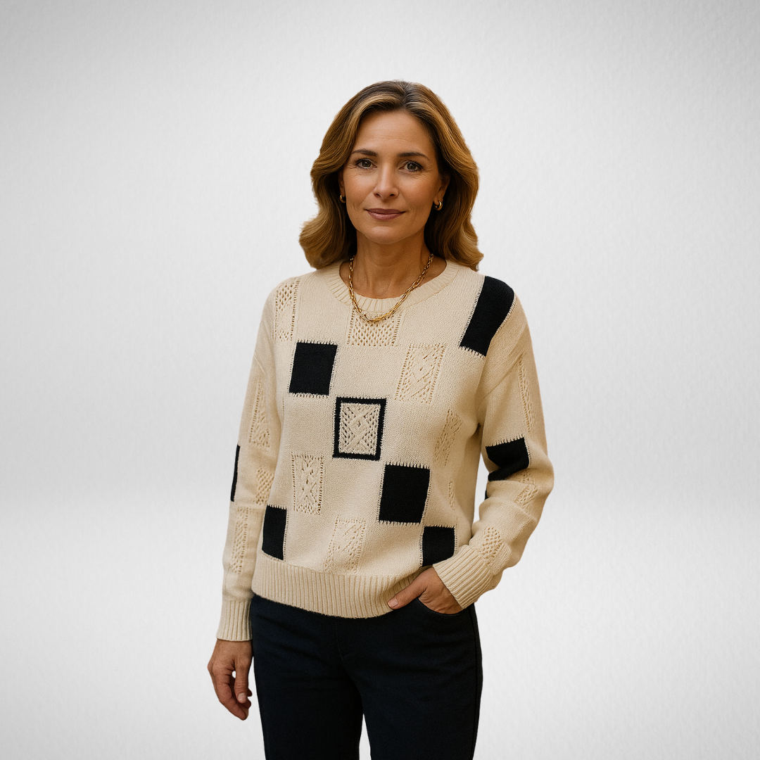Elsveth | Women's Chunky Cable Knit Jumper - Cream - Image 1