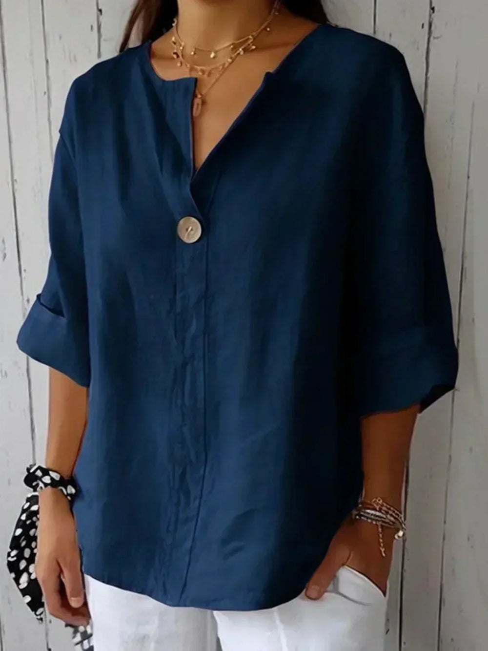 Emeline | Women's V-Neck Blouse - Image 2